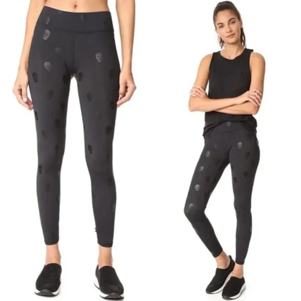 TEREZ‎ Skull Foil Tall Band Leggings | Black | Size- S